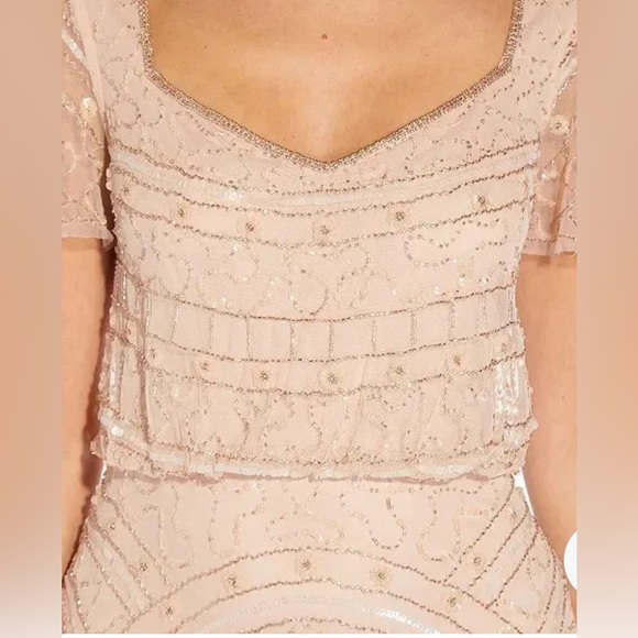 NWT! ADRIANNA PAPELL Shell Beaded Blouson Long Gown. Size 14 - Picture 4 of 6